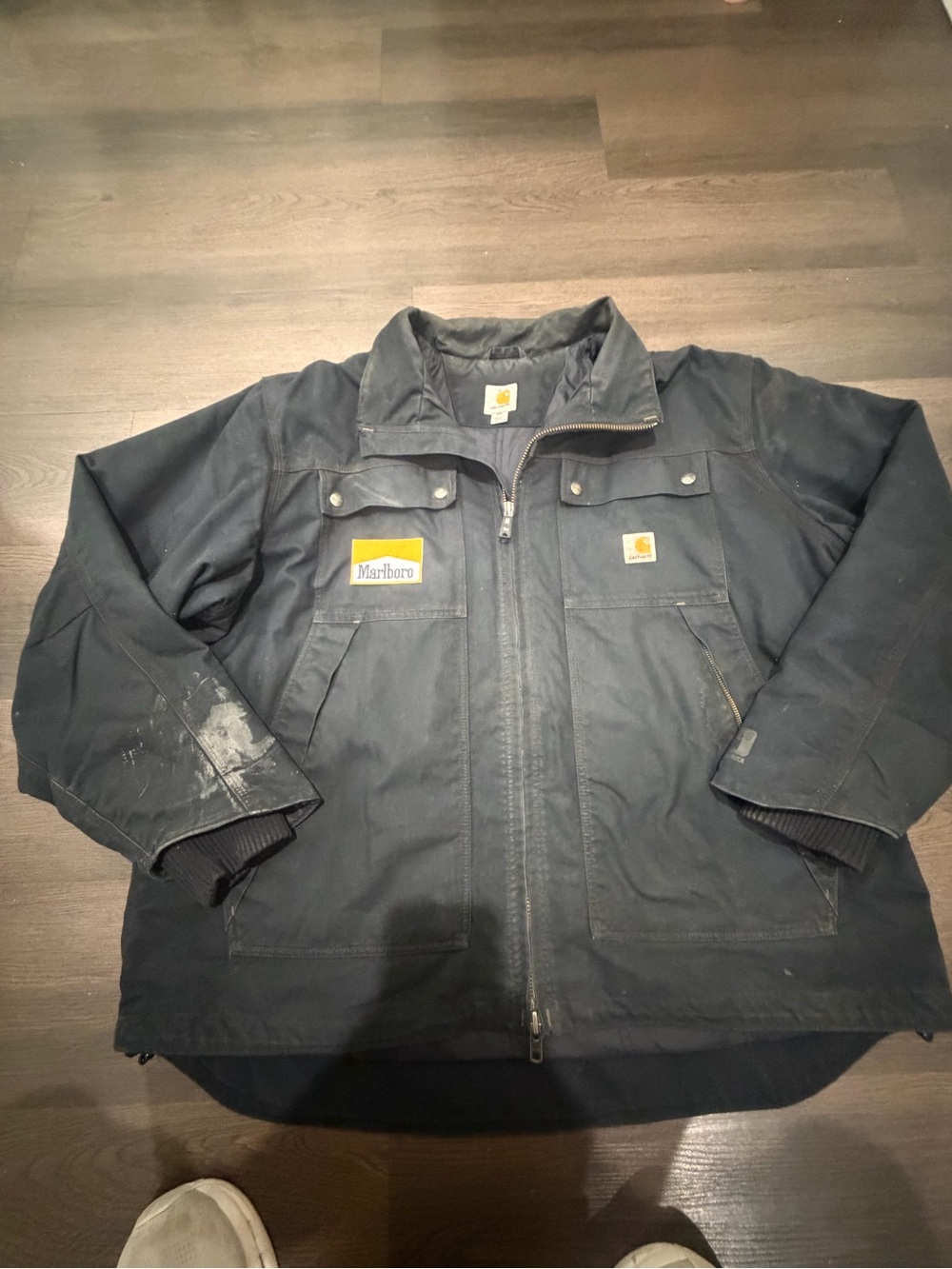 Carhartt Men's Black Jacket with Marlboro Patch